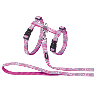 Nobby Big Cat Harness Camouflage Анатомическая шлея с поводком для больших кошек (Pink)