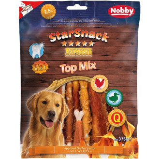 Nobby StarSnack Dental BBQ Top Mix Лакомства для чистки зубов собак Жевательное барбекю из Утки и Курицы (375 г)