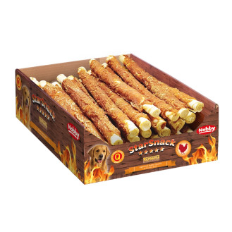 Nobby StarSnack BBQ Wrapped Chicken Box Жевательные лакомства для собак Палочка из Курицы и Буйвола (XL: 130 г (3 кг) Ø 20 мм - 27 см)