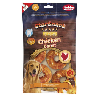 Nobby StarSnack Dental BBQ Chicken Donut Лакомства для чистки зубов собак Жевательный Пончик из Курицы и Говядины (110 г Ø 5 см)