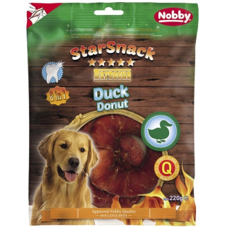 Nobby StarSnack Dental BBQ Duck Donut Лакомства для чистки зубов собак Жевательный Пончик с Утиным мясом (220 г Ø 10 см)