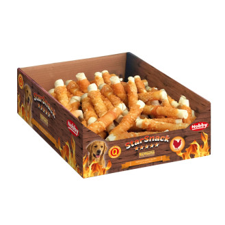 Nobby StarSnack BBQ Wrapped Chicken Box Жевательные лакомства для собак Палочка из Курицы и Буйвола (M: 45 г (2,5 кг) Ø 15 мм - 13 см)