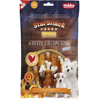 Nobby StarSnack Mini Dental BBQ Chicken Calcium Bone Лакомства для зубов щенков и маленьких собак Кальцинированная Куриная Косточка (113 г 7 см)
