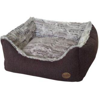 Nobby Cacho Bed Антискользящий плюшевый лежак со съемным чехлом и двухсторонней подушкой для собак (Brown M)