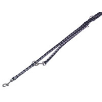 Nobby Corda Rope 3 in 1 Leash Усиленный поводок-перестежка из паракорда для активных собак (Black/Grey L-XL)