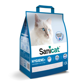 Sanicat Hygiene Plus Впитывающий гипоалергенный наполнитель для котов, который не прилипает к лапам (10 л - 3,85 кг)