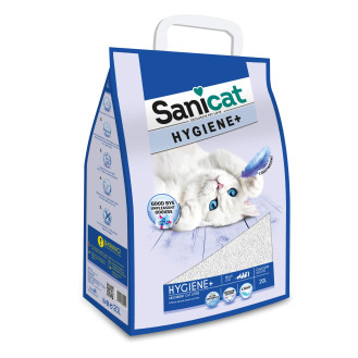 Sanicat Hygiene Plus Multi Cat Впитывающий гипоалергенный наполнитель для нескольких котов, который не прилипает к лапам (10 л - 2,3 кг)