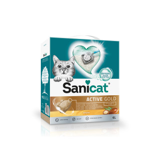 Sanicat Ultra Clumping Active Gold Argana Ультракомкующийся премиальный бентонитовый наполнитель для котов с ароматом арганы (6 л - 5,3 кг)