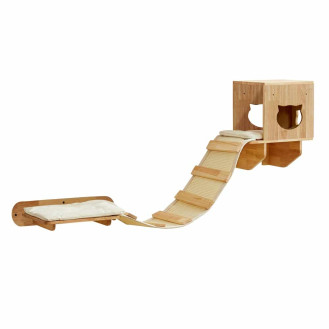 Nobby Wall Cat Climbing Aci Игровой комплекс на стену для кошек Домик с Лежанкой и Подвесной Лестницей (LWood)