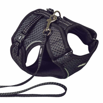 Nobby Cat Vest Harness Flap Светоотражающая анатомическая шлея-жилет с поводком для котов (Black S)