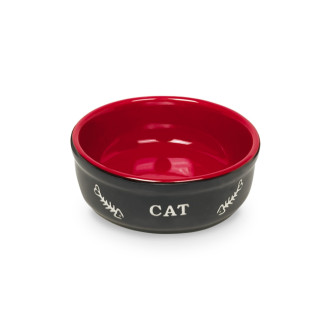 Nobby Cat Керамическая миска для котов Рыбная кость (Black&Red)