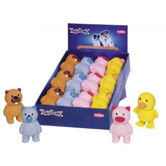 Nobby Latex Игрушка для маленьких собак ToyBox Медведь, Бобёр, Свинка и Уточка с пищалкой (12 см)