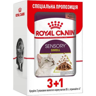 Royal Canin Sensory Smell Jelly Влажный корм в желе для взрослых котов стимулирующий обонятельные рецепторы (3+1)