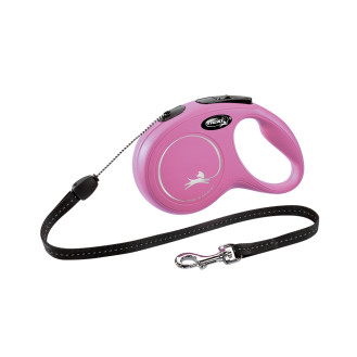 Flexi New Classic S Cord трос 8 m Поводок-рулетка для собак маленьких пород весом до 12 кг (Pink)