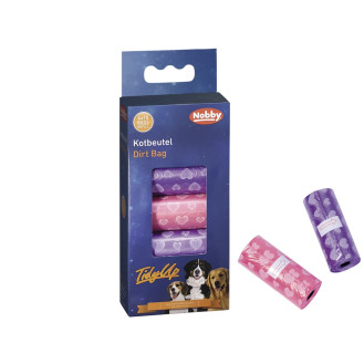 Nobby Poop Bag TidyUp Heart Color Пакеты для уборки за собакой с рисунком сердечек (4 рул)