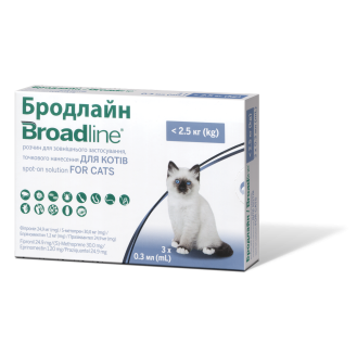Boehringer Ingelheim Broadline Cats Антипаразитарные капли от внешних и внутренних паразитов для котов Бродлайн (до 2,5 кг)