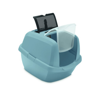 Imac Maddy Junior 2nd Plastic Life Закрытый туалет из вторичного пластика с угольным фильтром и лопаткой для котов (Blue)