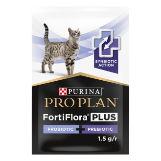 Purina Pro Plan FortiFlora Plus Feline Probiotic & Prebiotic Синбиотическая добавка для поддержания здоровья кишечника котов (1,5 г)