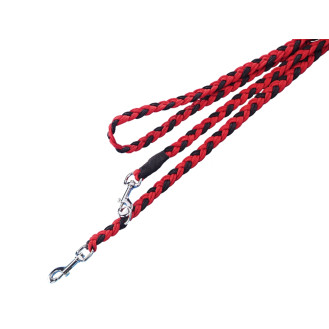 Nobby Braided 3 in 1 Leash Плетеный прочный поводок-перестежка со свинцовым карабином для собак (Red/Black S-M)