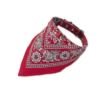 Nobby Bandana Ornament Collar Кожаный ошейник-бандана для собак Орнамент (Red XS)