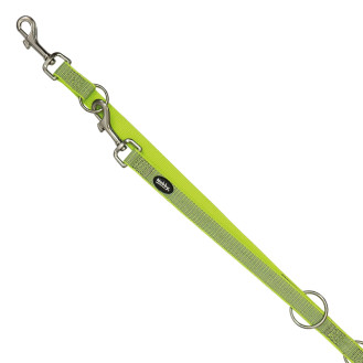 Nobby Full Reflect 3 in 1 Leash Усиленный поводок-перестежка для собак, меняющий цвет при светоотражении (Lime M-L)