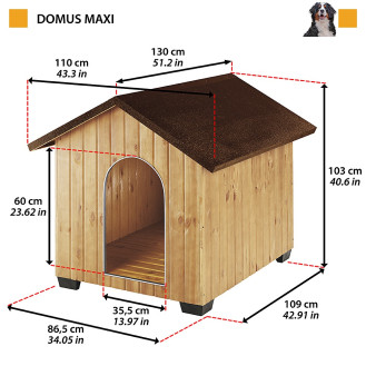Ferplast Domus Крепкая будка из сертифицированной нордической сосны для собак (Maxi)