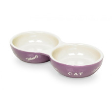 Cat double bowl purple 