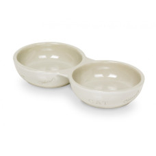 Cat double bowl white 