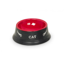 Cat bowl black red cup