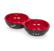 Cat double bowl black red