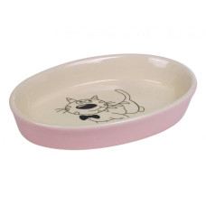 Cat bowl oval pink