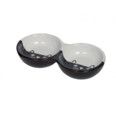 Cat double bowl black-whtie