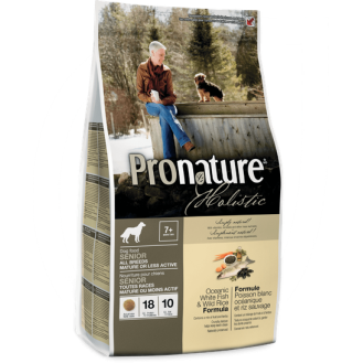 Pronature Holistic Dog Senior Mature Or Less Active All Breeds Сухий корм з білою рибою та диким рисом для собак віком від 7 років