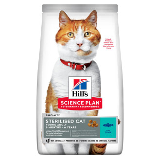 Hill's Science Plan Cat Sterilised Young Adult Tuna Сухой корм с тунцом для стерилизованных кошек в возрасте от 6 месяцев до 6 лет