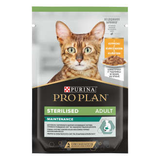 Purina Pro Plan Sterilised Adult Maintenance Chicken Влажный корм для взрослых стерилизованных кошек Кусочки курицы в подливе