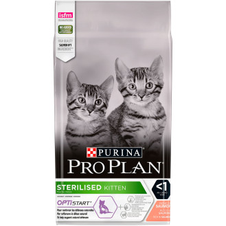 Purina Pro Plan Sterilised Kitten Salmon Сухой корм с лососем для стерилизованных котят в возрасте от 6 месяцев (1,5 кг)