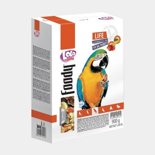 LoLo Pets Foody Big Parrots Fruit & Vegetable Полнорационный корм для крупных попугаев с фруктами и овощами