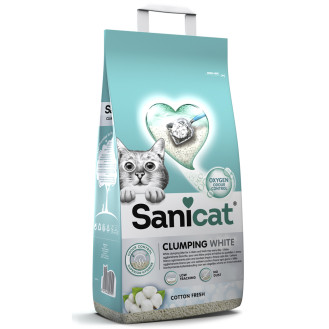 Sanicat Clumping White Cotton Fresh Комкуючий білий бентонітовий наповнювач без пилу для котів з ароматом бавовни