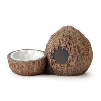 Exo Terra Coconut Hide & Water Dish Кокосовая пещера с поилкой для рептилий