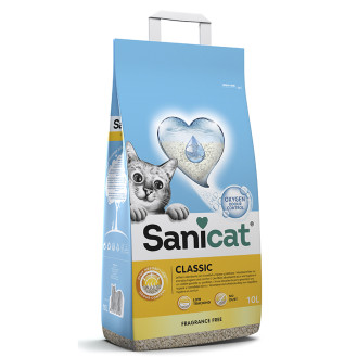 Sanicat Classic Минеральный впитывающий антибактериальный наполнитель для котов без пыли и запаха