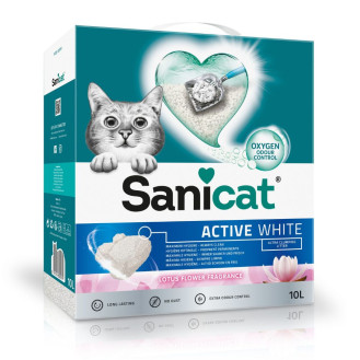 Sanicat Ultra Clumping Active White Lotus Ультракомкуючий білий бентонітовий наповнювач для котів з ароматом лотосу