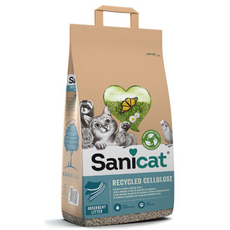 Sanicat Recycled Cellulose Absorbent Целюлозний розчинний поглинаючий наповнювач без пилу для котів