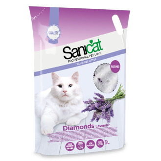 Sanicat Diamonds Lavender Поглинаючий силікагелевий наповнювач для котів з ароматом лаванди