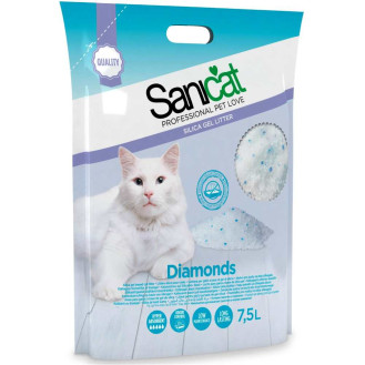Sanicat Diamonds Fragrance Free Гипоаллергенный силикагелевый впитывающий наполнитель для котов без аромата (7,5 л - 3,56 кг)