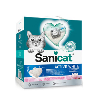 Sanicat Ultra Clumping Active White Lotus Ультракомкующийся белый бентонитовый наполнитель для котов с ароматом лотоса