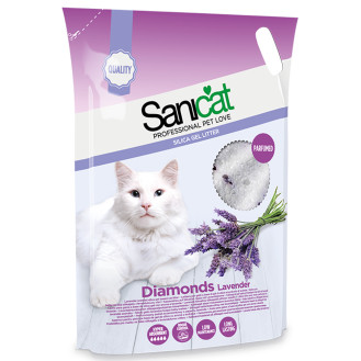 Sanicat Diamonds Lavender Впитывающий силикагелевый наполнитель для котов с ароматом лаванды