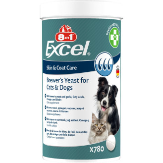 8in1 Excel Brewers Yeast Комплексна добавка з пивними дріжджами для здоров'я шкіри та шерсті собак та котів