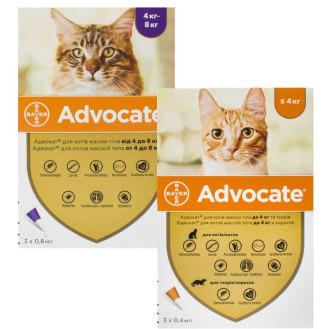 Bayer Advocate Cats & Ferrets Краплі для котів та тхорів від бліх, гельмінтів, шкірних та вушних кліщів Адвокат