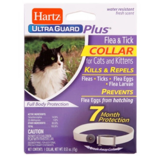 Hartz Ultra Guard Plus Flea & Tick Collar Cats & Kittens Cвітловідбиваючий нашийник для котів від бліх та кліщів