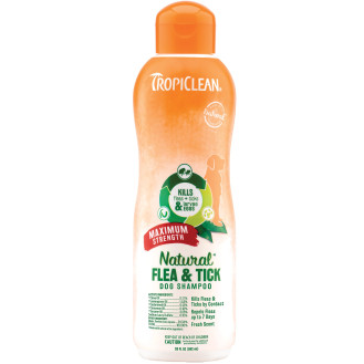 TropiClean Natural Flea & Tick Dog Shampoo Maximum Strength Захисний шампунь від бліх та кліщів для собак